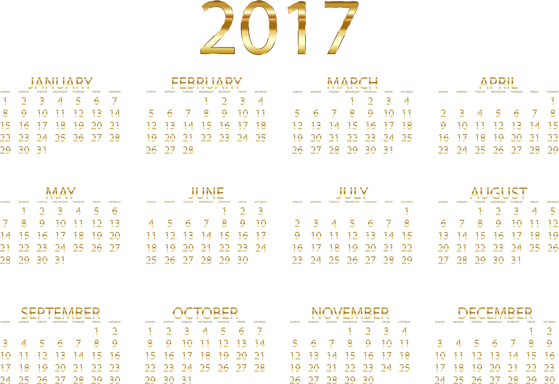 2017 Calendar PNG Image in High Definition pngteam.com