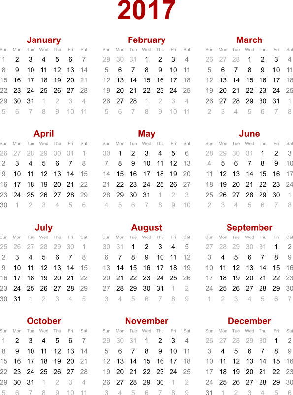 2017 Calendar PNG pngteam.com