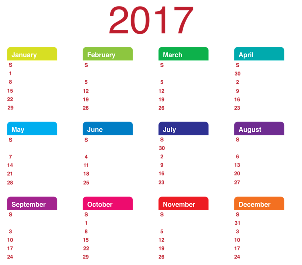 2017 Calendar PNG HD pngteam.com