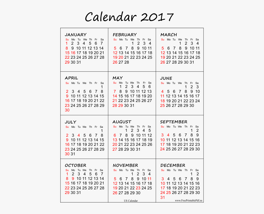2017 Calendar PNG Transparent pngteam.com