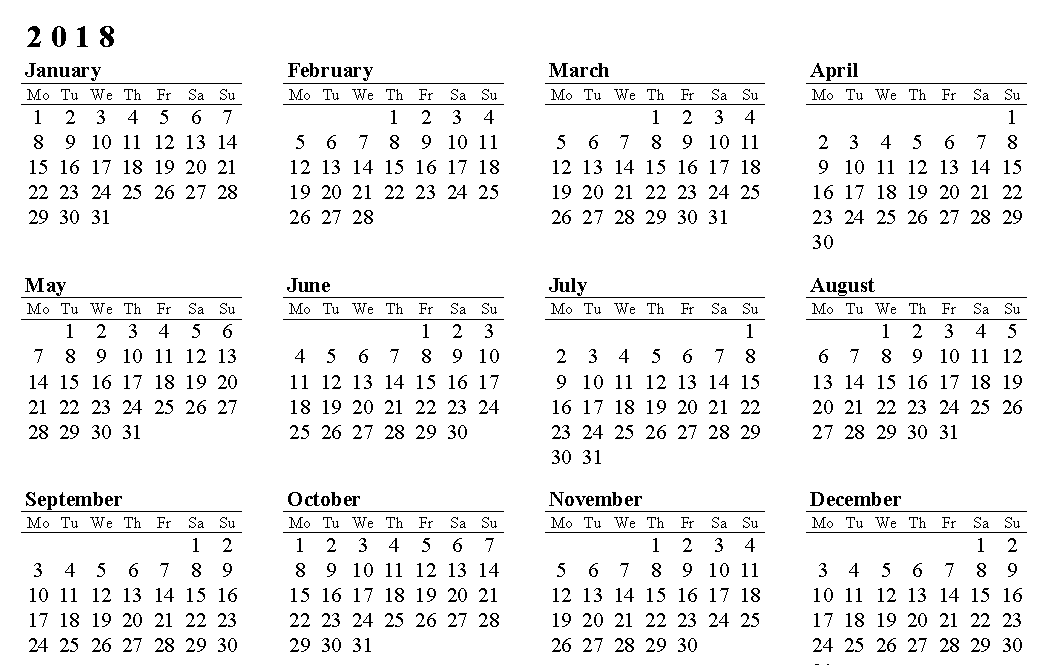 2018 Calendar PNG File pngteam.com