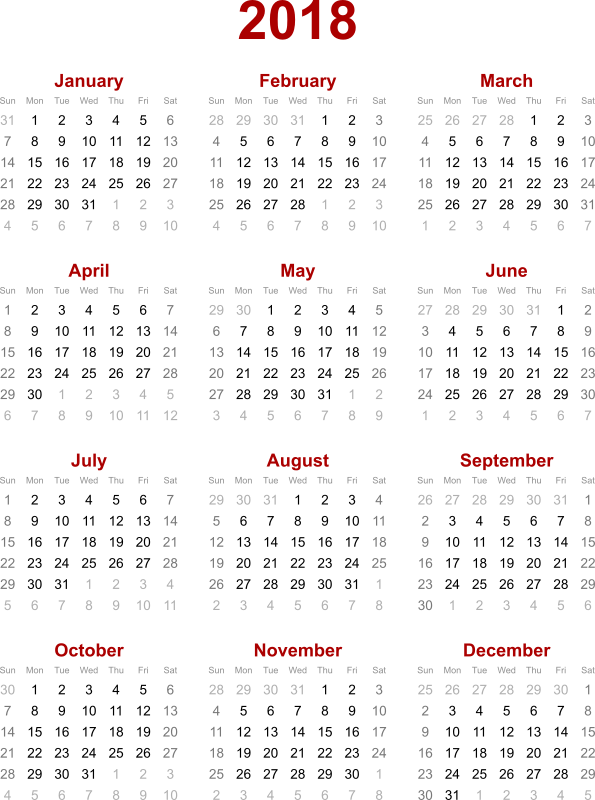 2018 Calendar PNG HD File pngteam.com