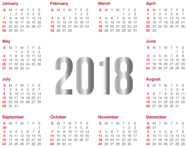 2018 Calendar PNG HD File pngteam.com