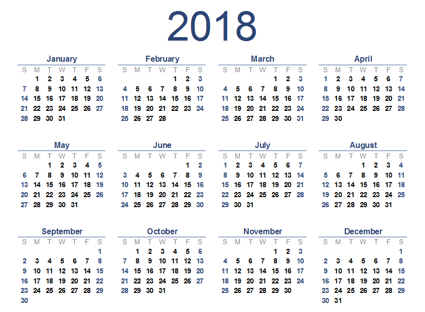 2018 Calendar PNG HD File pngteam.com