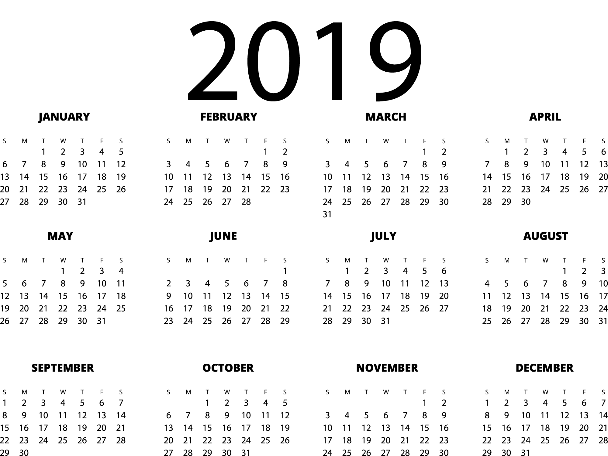 2019 Calendar PNG Image in High Definition pngteam.com