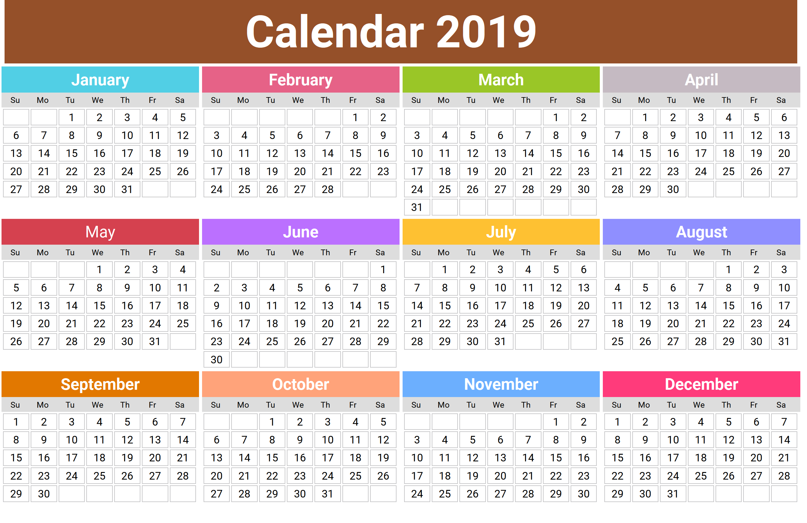 2019 Calendar PNG in Transparent pngteam.com