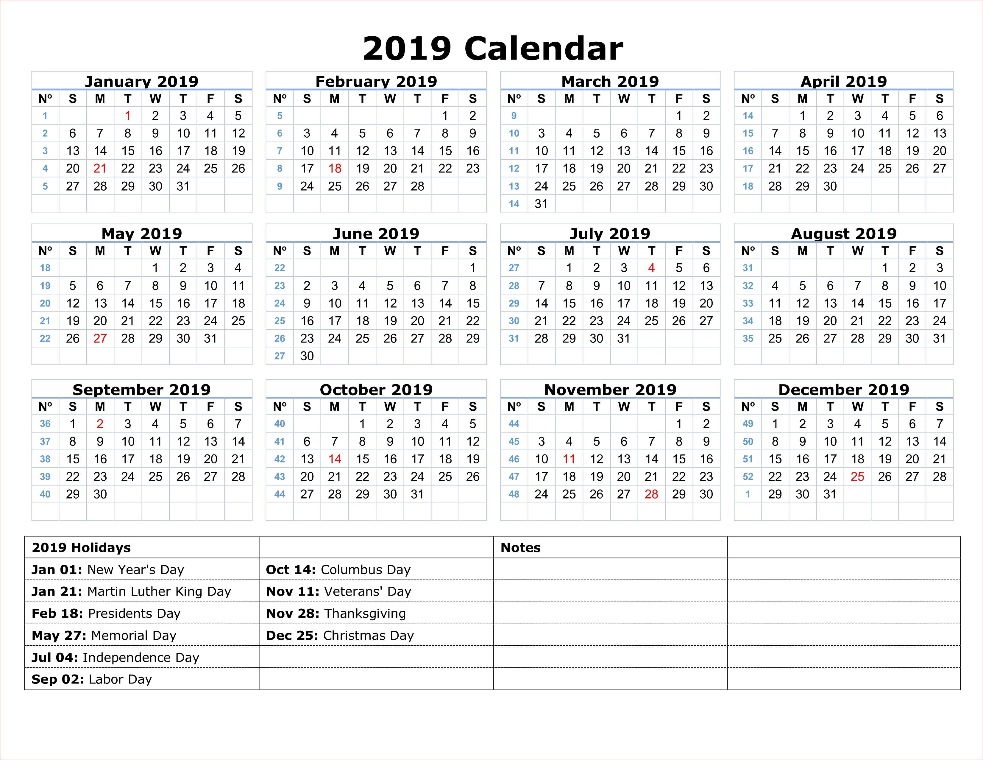 2019 Calendar PNG Image in High Definition pngteam.com