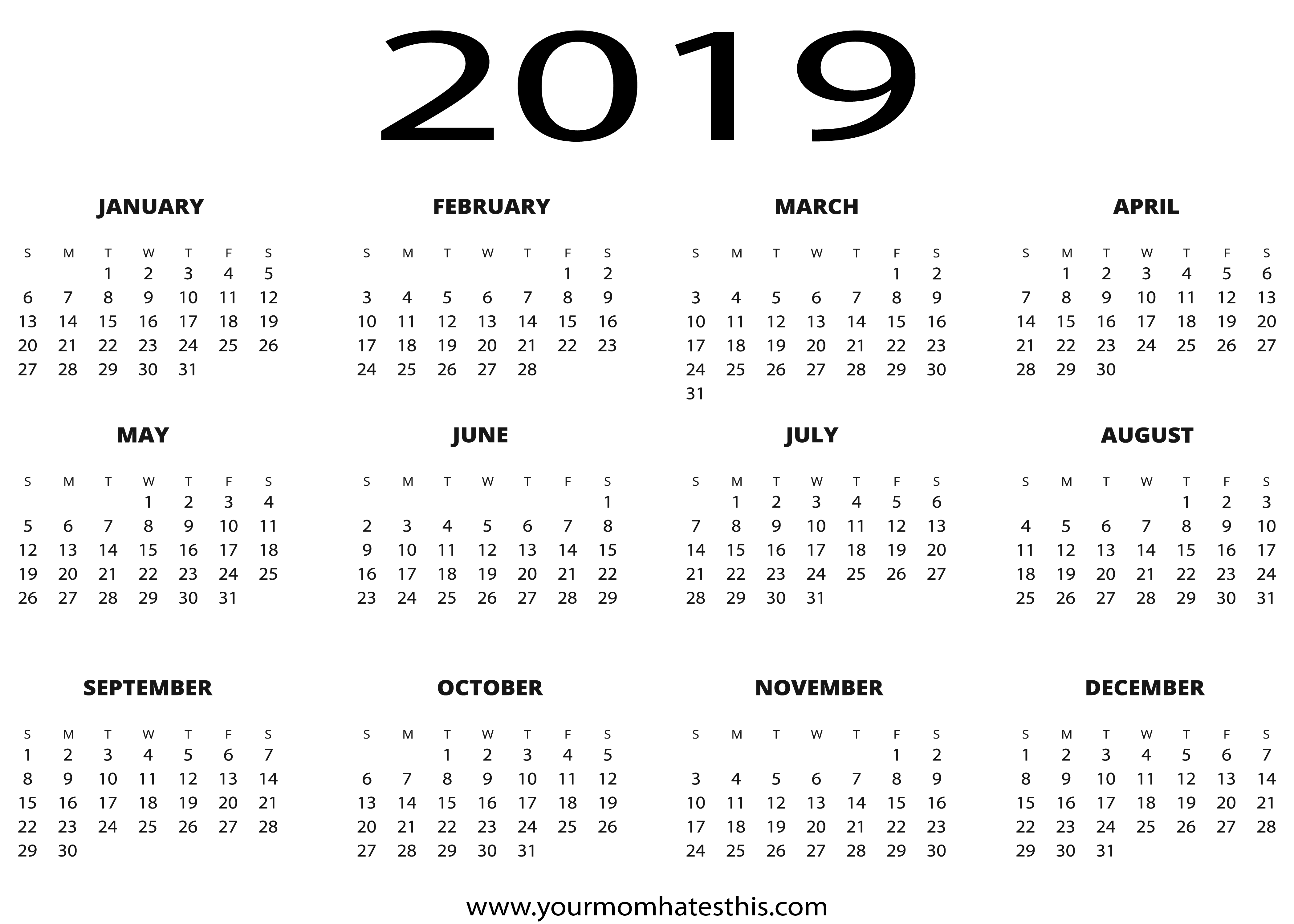 2019 Calendar PNG HD File pngteam.com