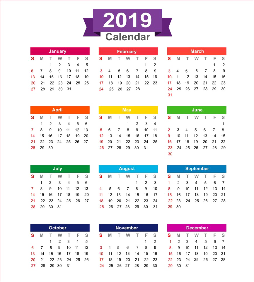 2019 Calendar PNG Images pngteam.com