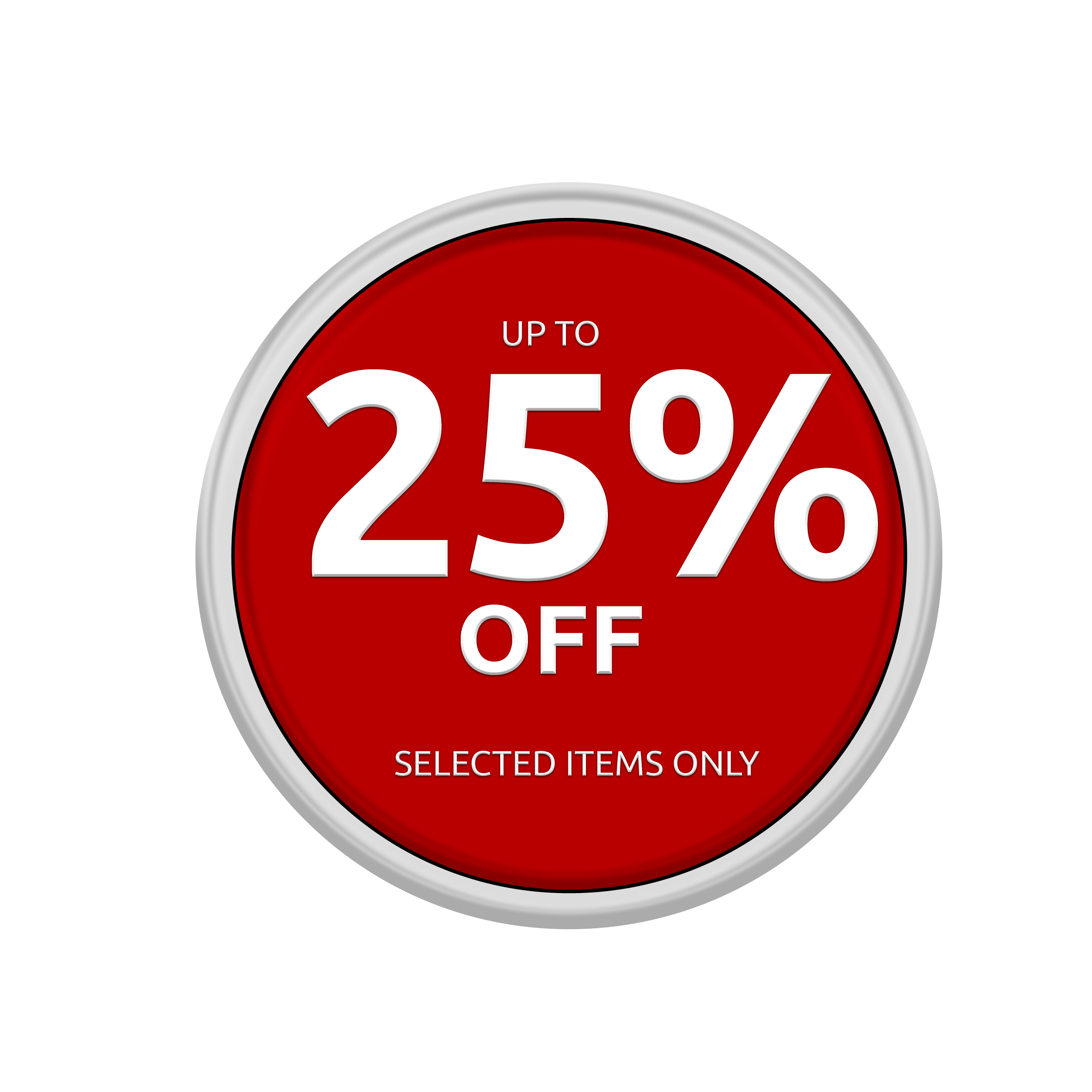 25 Percent Off Selected Items PNG HQ Image