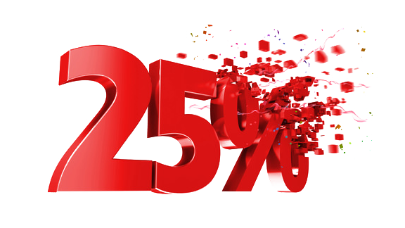 Red 25 Percent Off PNG HD Images - 25 Off Png