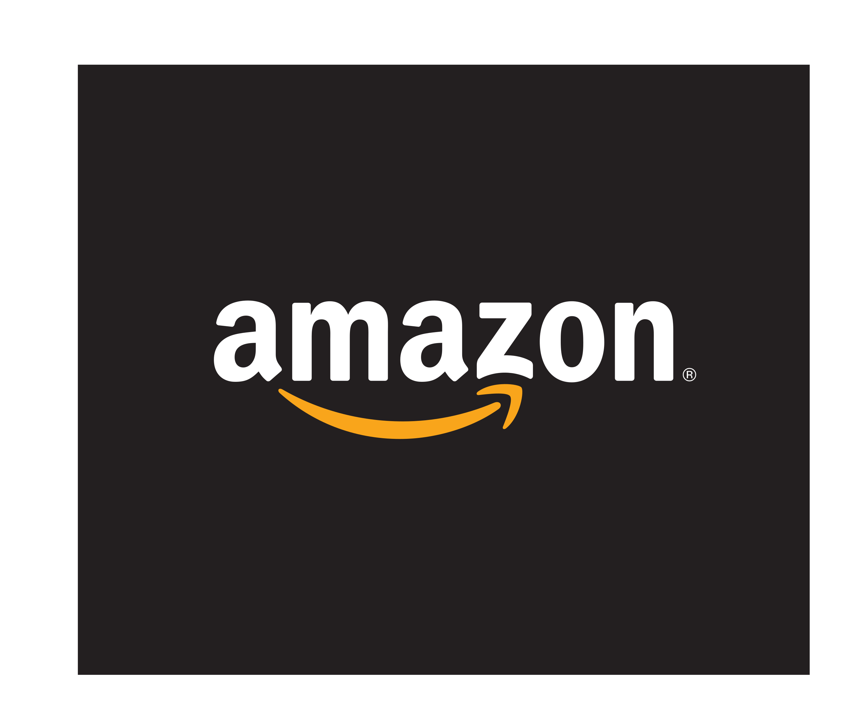 Amazon Logo PNG White on Black Transparent
