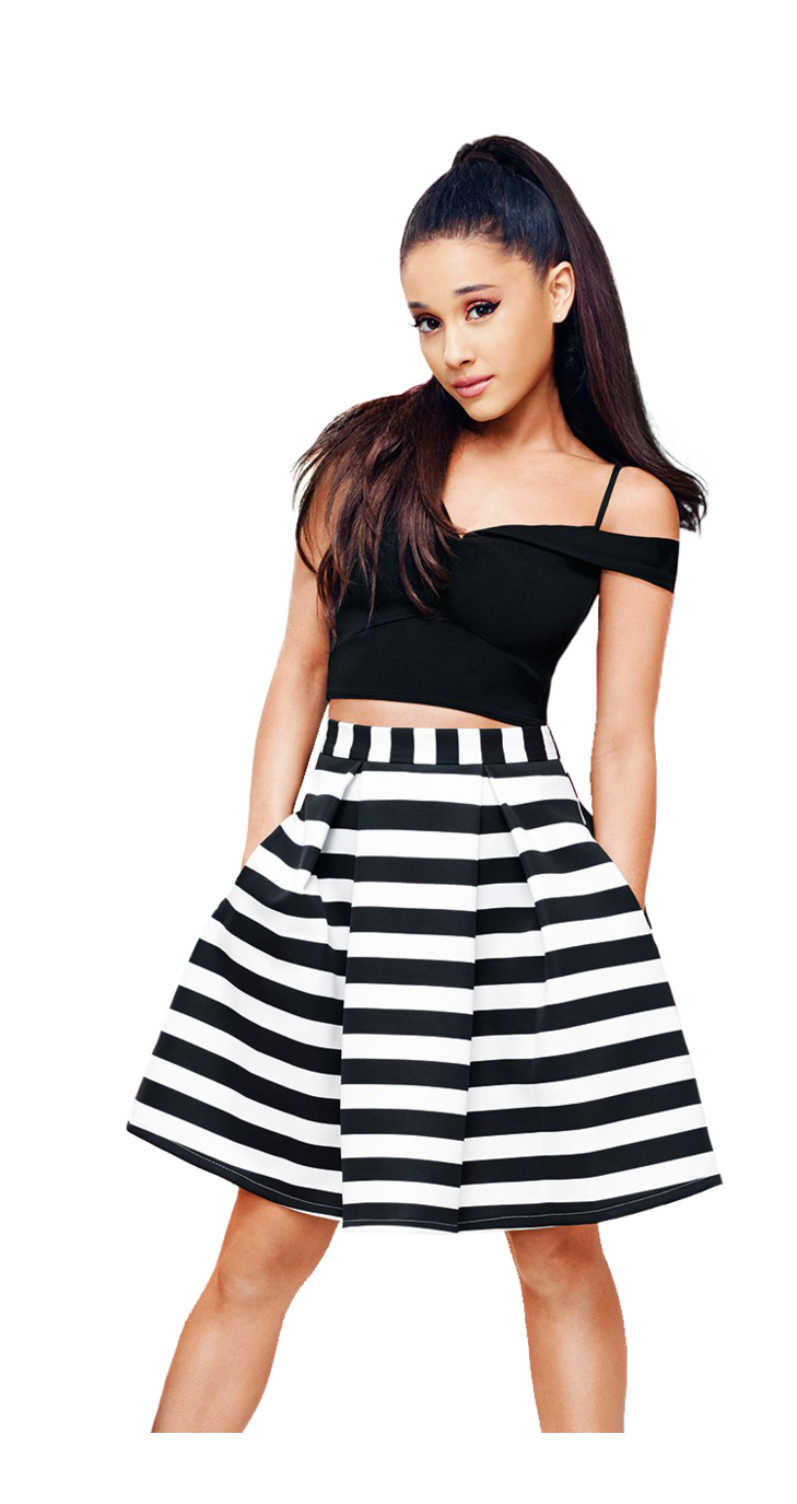 Ariana Grande Black and White Skirt PNG High Definition Photo Image pngteam.com