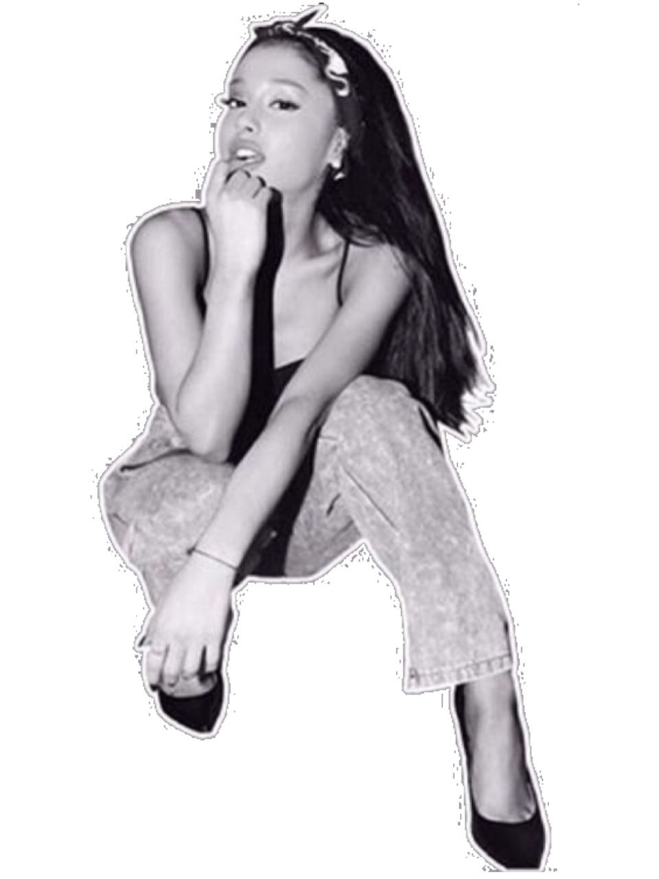 Ariana Grande Sitting Black and White PNG Images pngteam.com