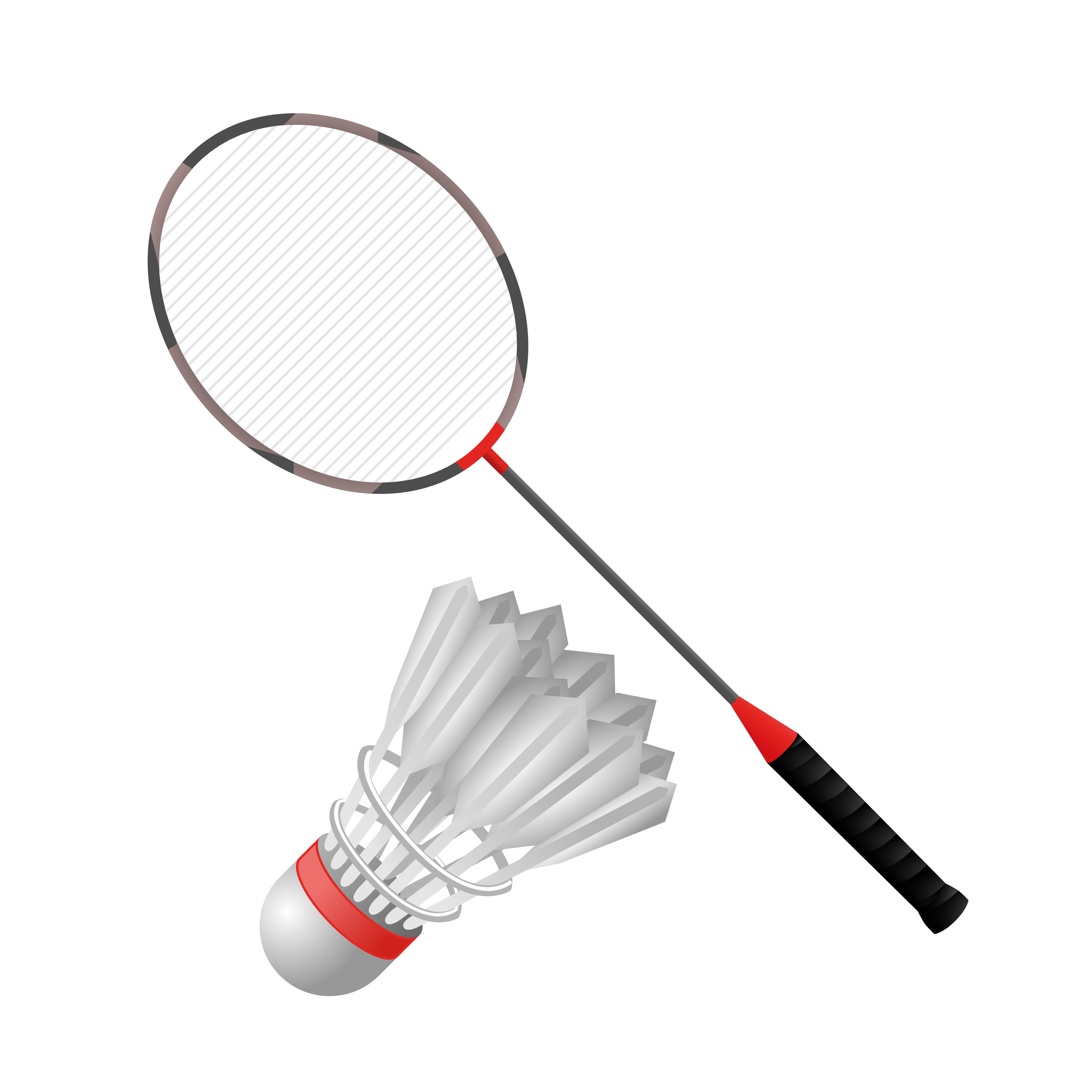 Badminton ball and racket PNG File