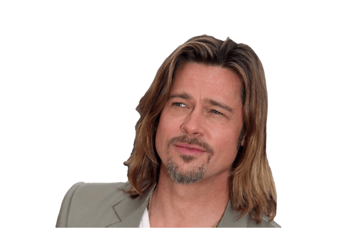 Brad Pitt with Long Hair PNG pngteam.com