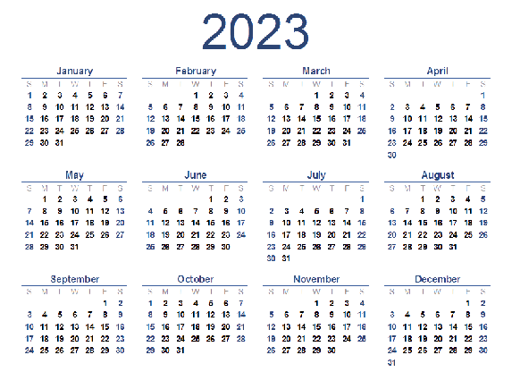 Year 2023 Calendar PNG pngteam.com