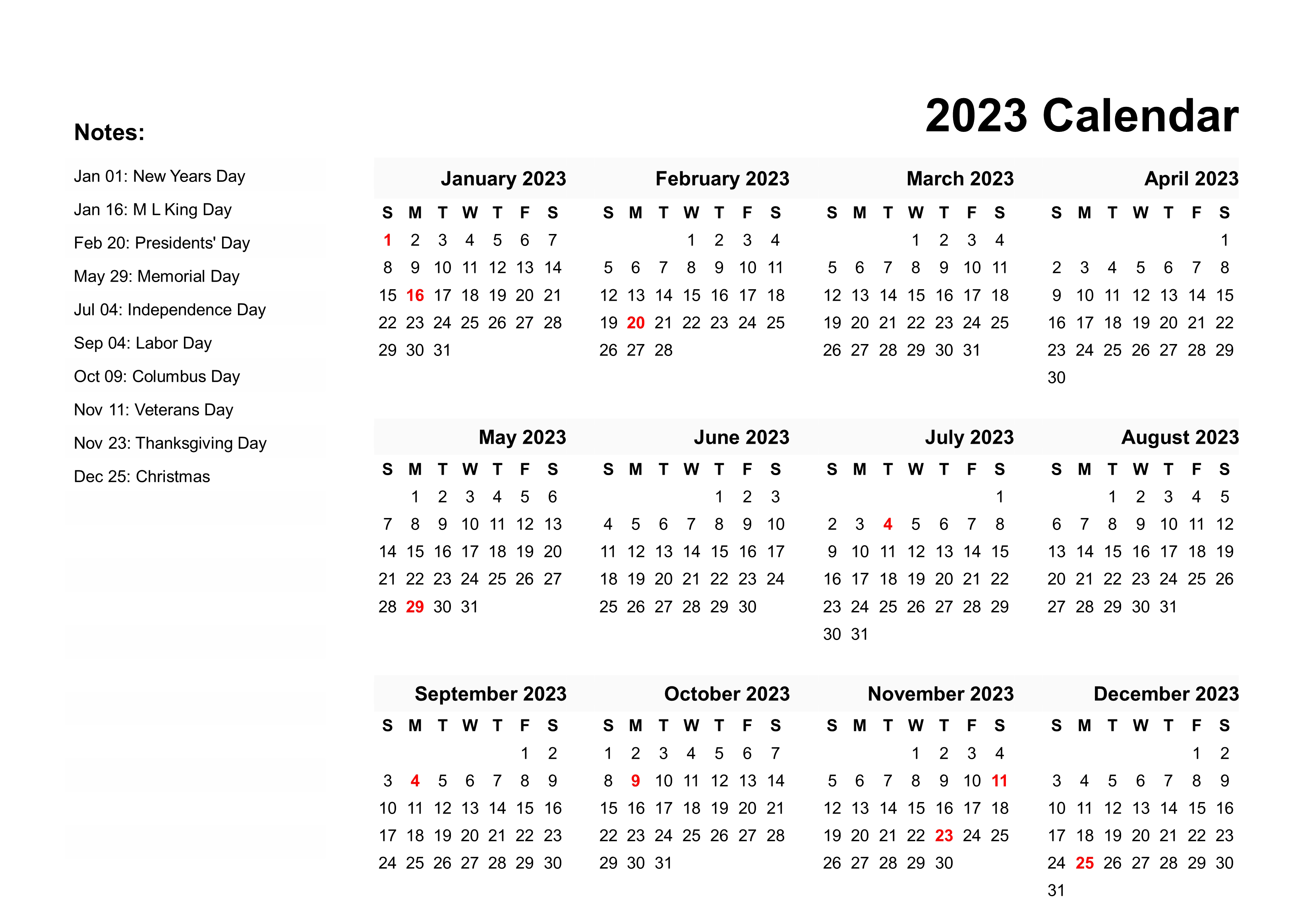 Calendar 2023 PNG Transparent Background Images