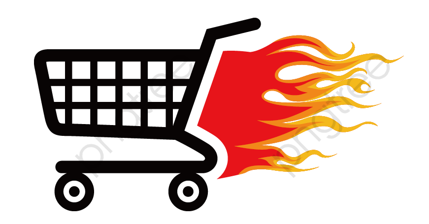 Shopping Cart with Fire PNG HD File pngteam.com