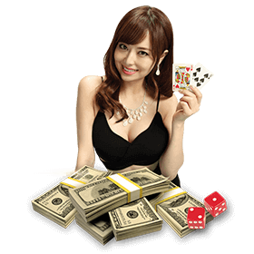 Casino Girl and Dollars PNG HD