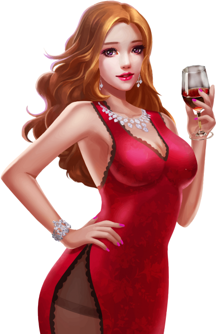 Casino Girl Red Dress PNG HD 