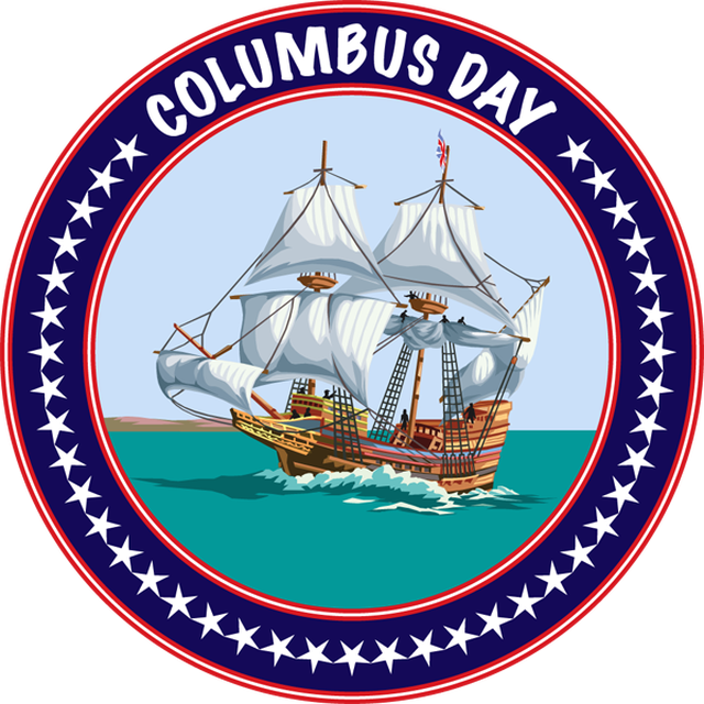 Columbus Day Button PNG