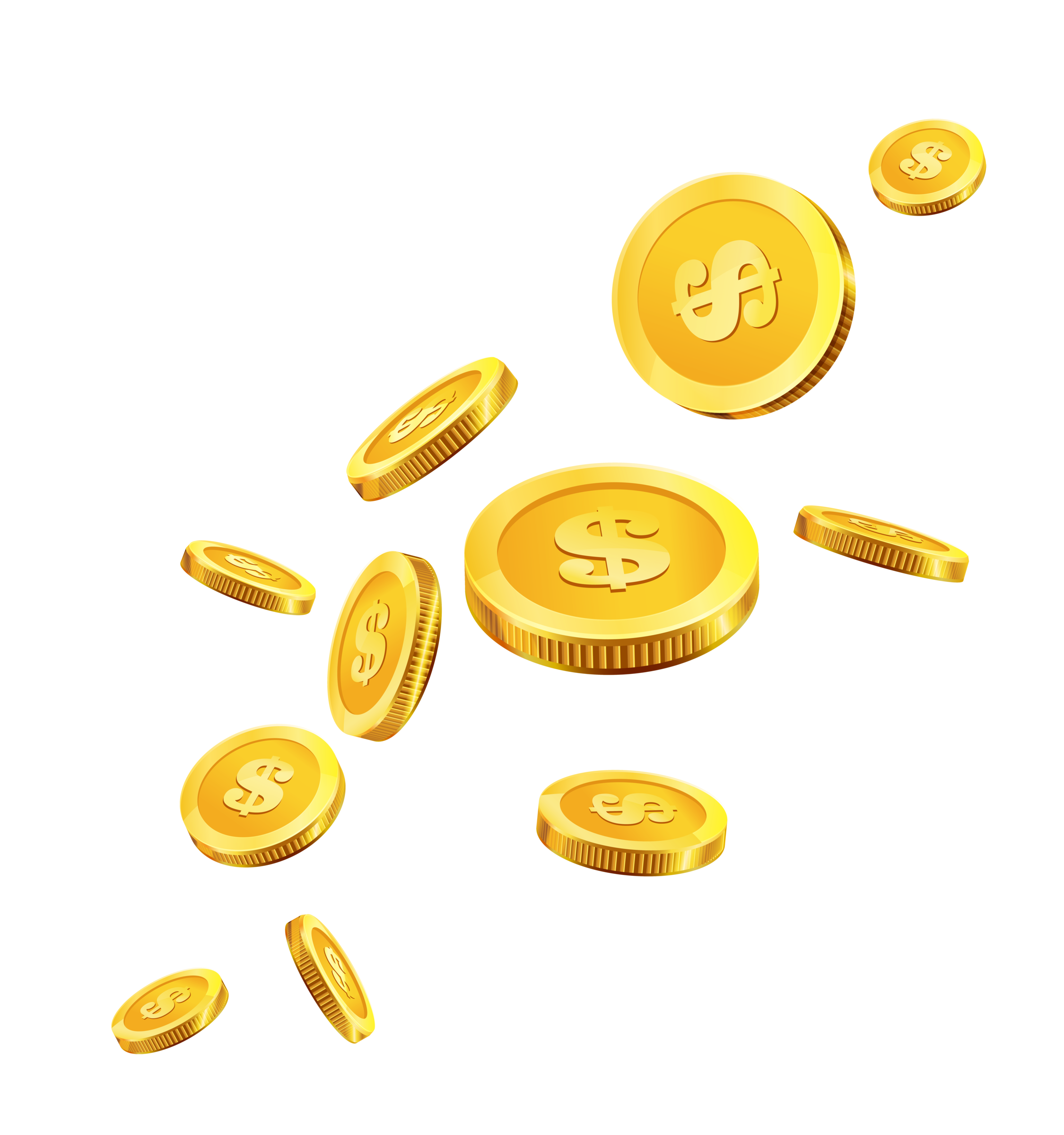 Gold Coins with Dollar $ sign PNG Image in High Definition Transparent pngteam.com