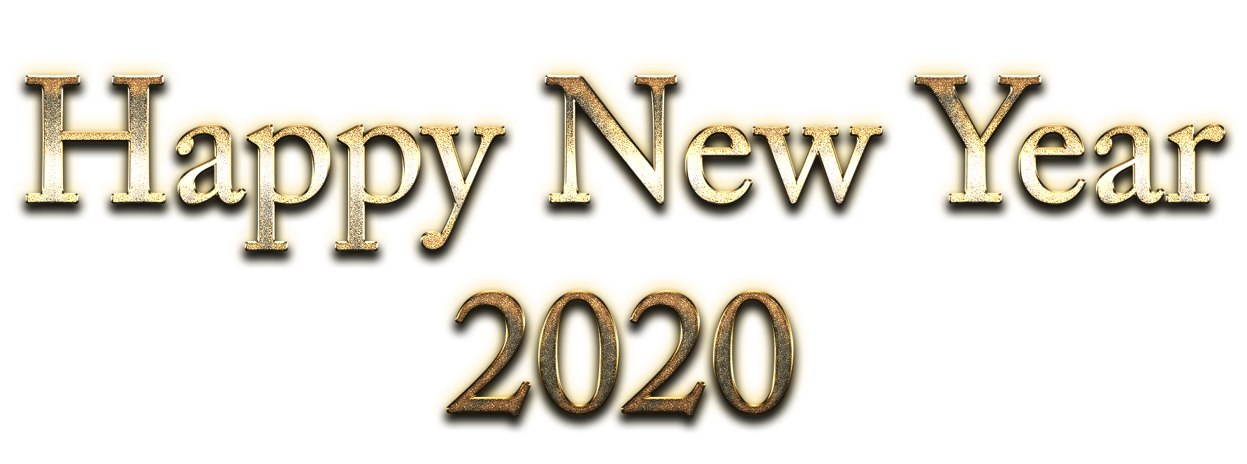 Happy New Year 2020 Text Golden PNG File