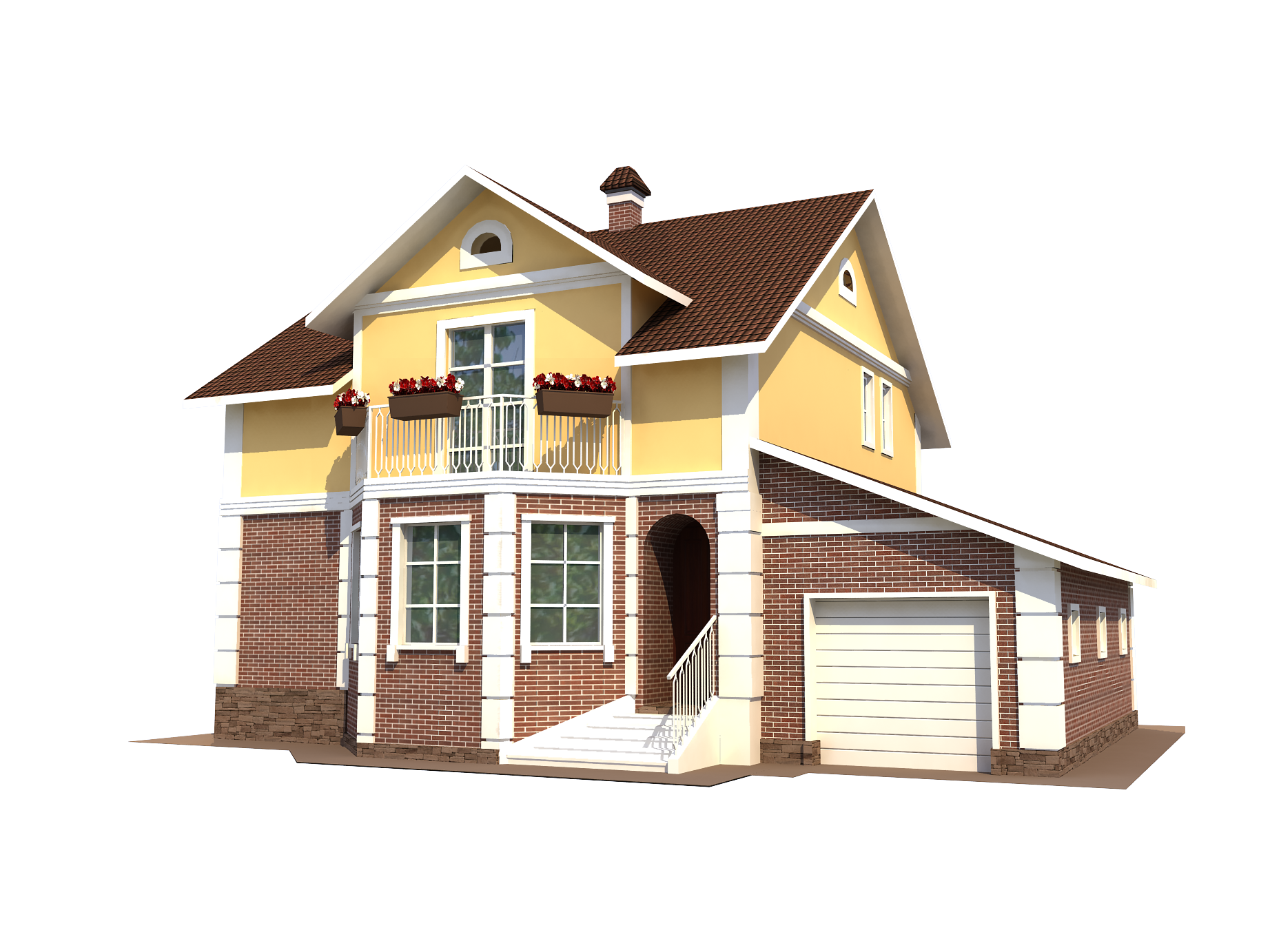 House with Car Garage PNG File