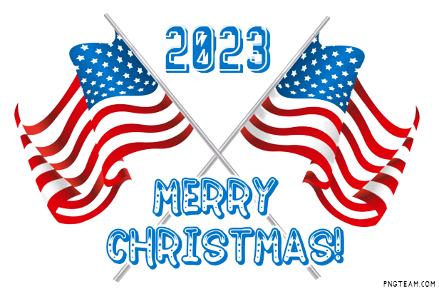 Merry Christmas Text And American Flag PNG - Merry Christmas Png