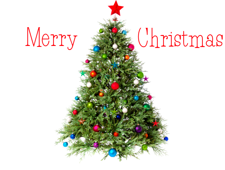 Merry Christmas PNG Image with Christmas Tree and Decoration - Merry Christmas Png