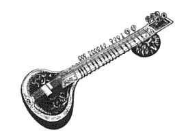 Sitar Black and White PNG Best Image Transparent pngteam.com