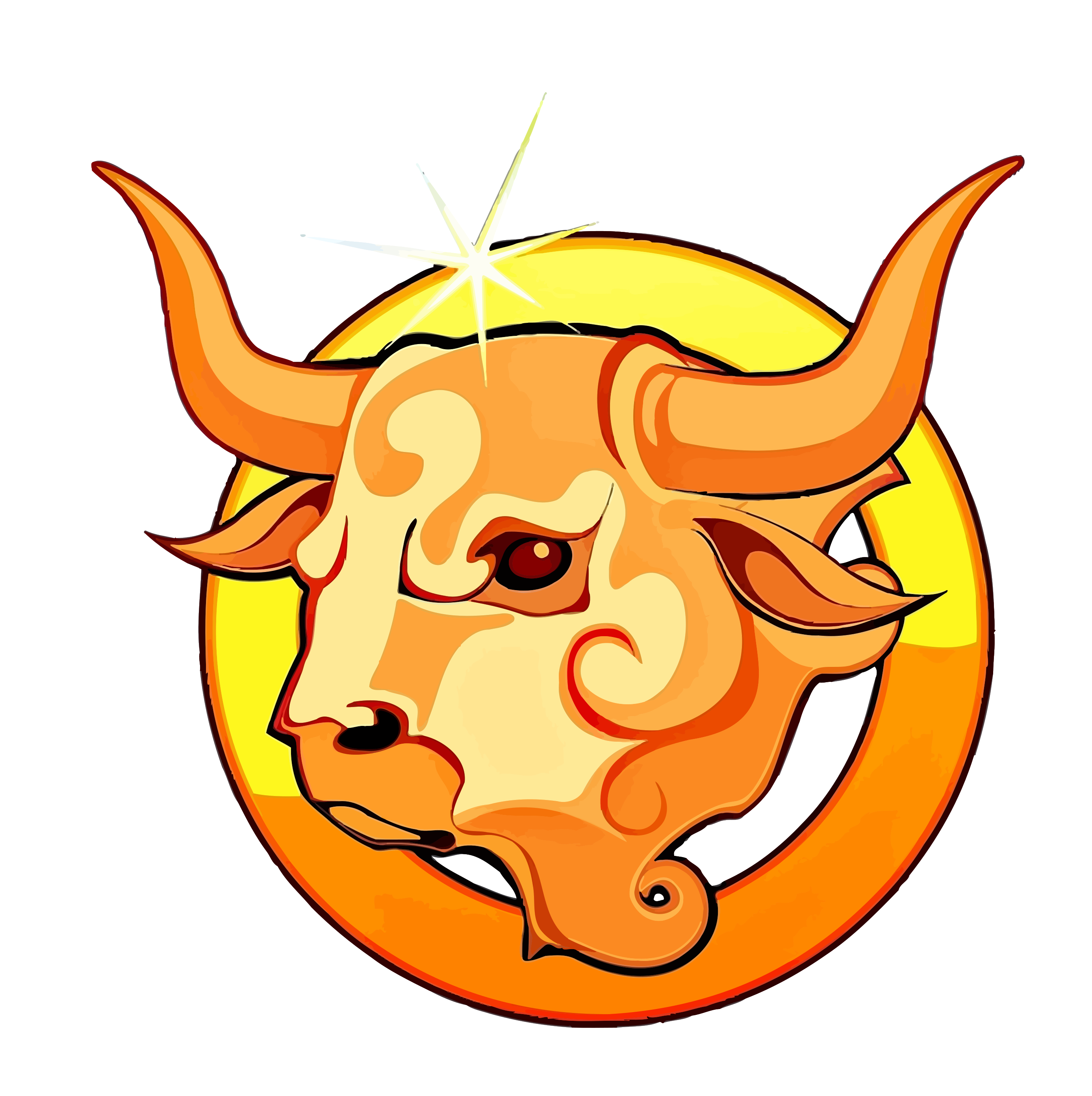 Taurus Orange Colored PNG HD  - Taurus Png