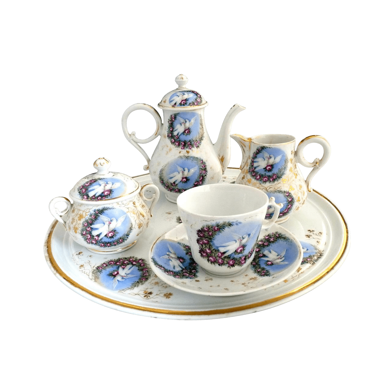 Victorian Porcelain Tea Set Transparent PNG - Tea Set Png