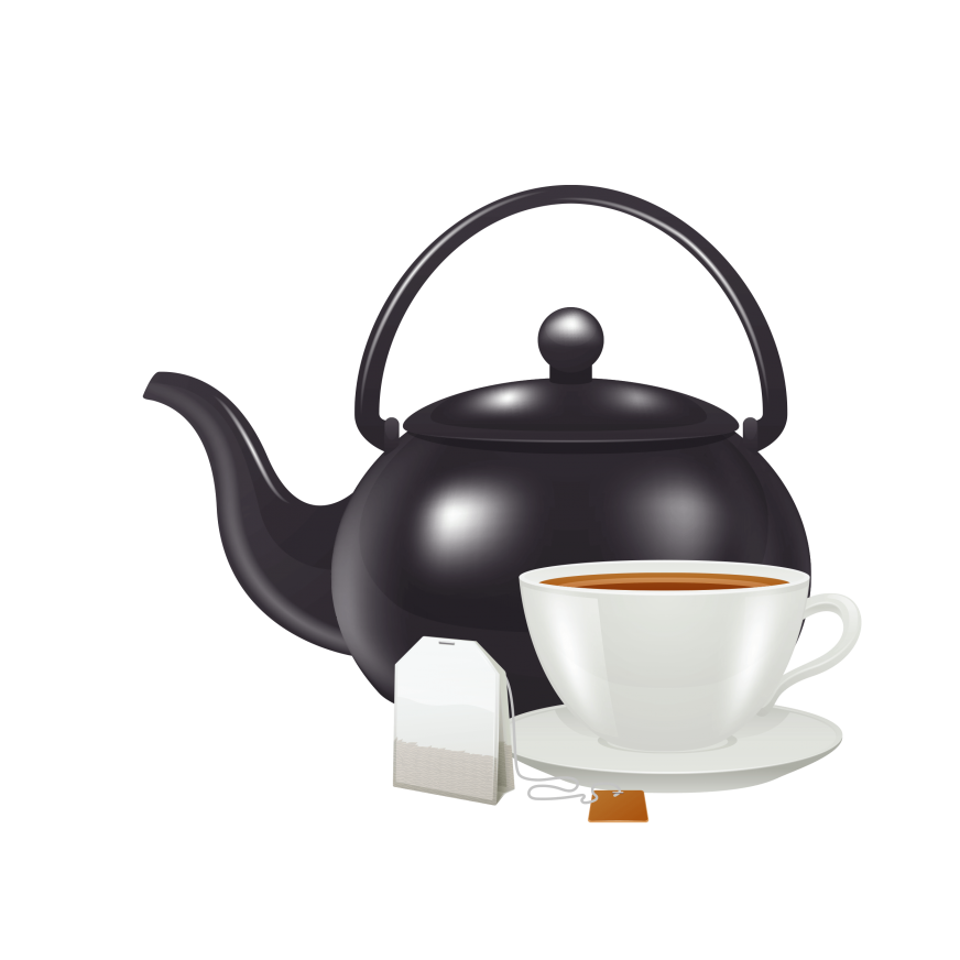 Black and White Tea Set PNG HD Image